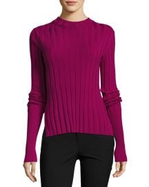 Wide-Rib Mock Neck Fitted Sweater at Neiman Marcus